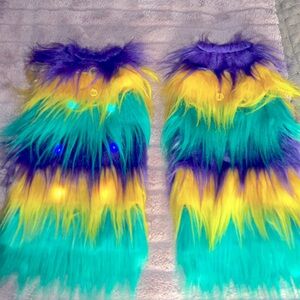 Mardi Gras light up rave leg warmers
